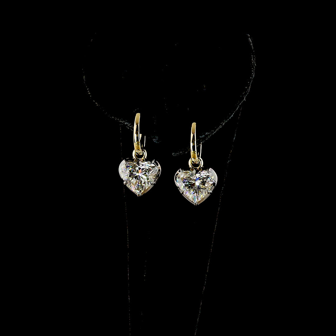 5.11 CTTW Heart Lab Grown Diamond Hanging Earring Size 22 (E/F Color and VS1/VVS2 Clarity)