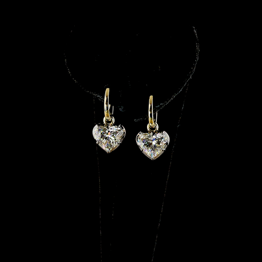 5.11 CTTW Heart Lab Diamond Hanging Earring (E/F Color and VS1/VVS2 Clarity)