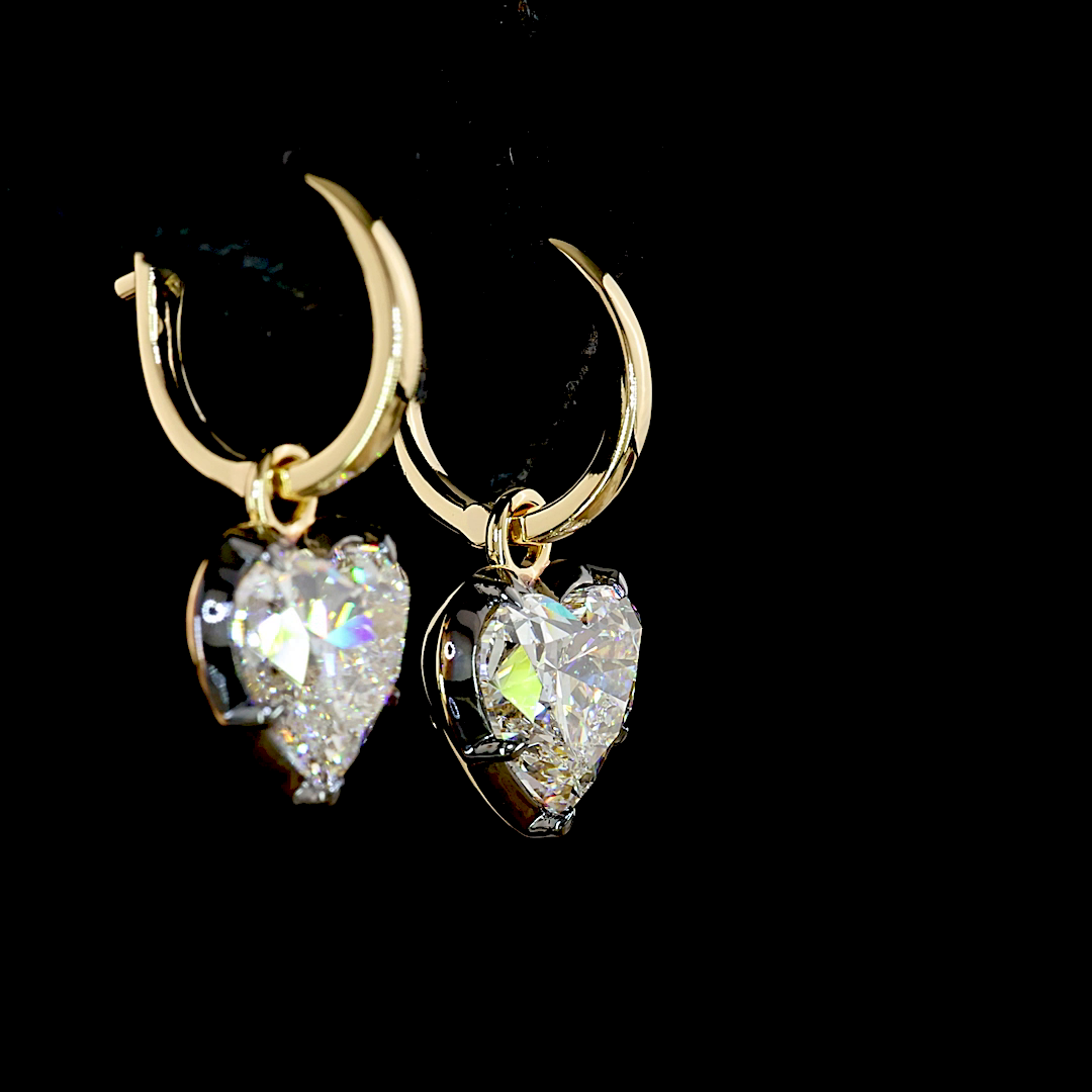 5.11 CTTW Heart Lab Grown Diamond Hanging Earring Size 22 (E/F Color and VS1/VVS2 Clarity)