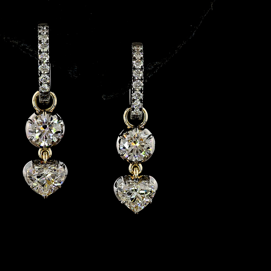 2.51 CTTW Heart Lab Grown Diamond Hanging Earring Size 27.22 (E Color and VS1 Clarity)