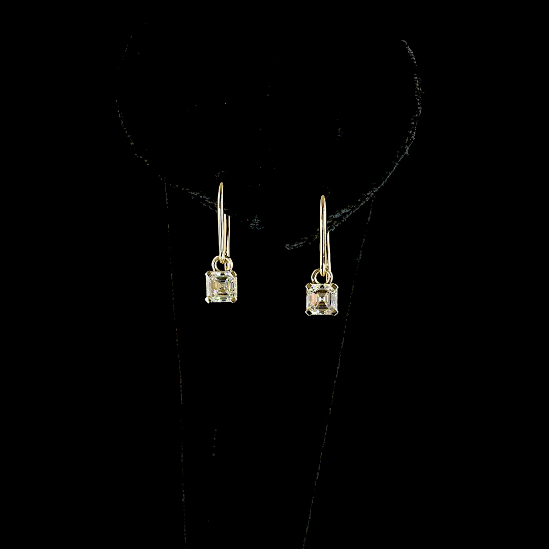 1.06 CTTW Asscher Lab Diamond Hanging Earring (E Color and VS1 Clarity)