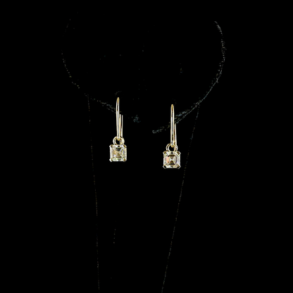 1.06 CTTW Asscher Lab Diamond Hanging Earring (E Color and VS1 Clarity)