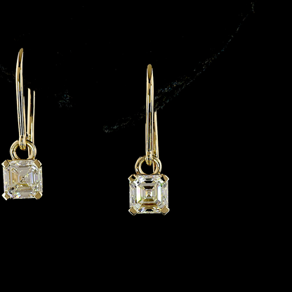 1.06 CTTW Asscher Lab Diamond Hanging Earring (E Color and VS1 Clarity)