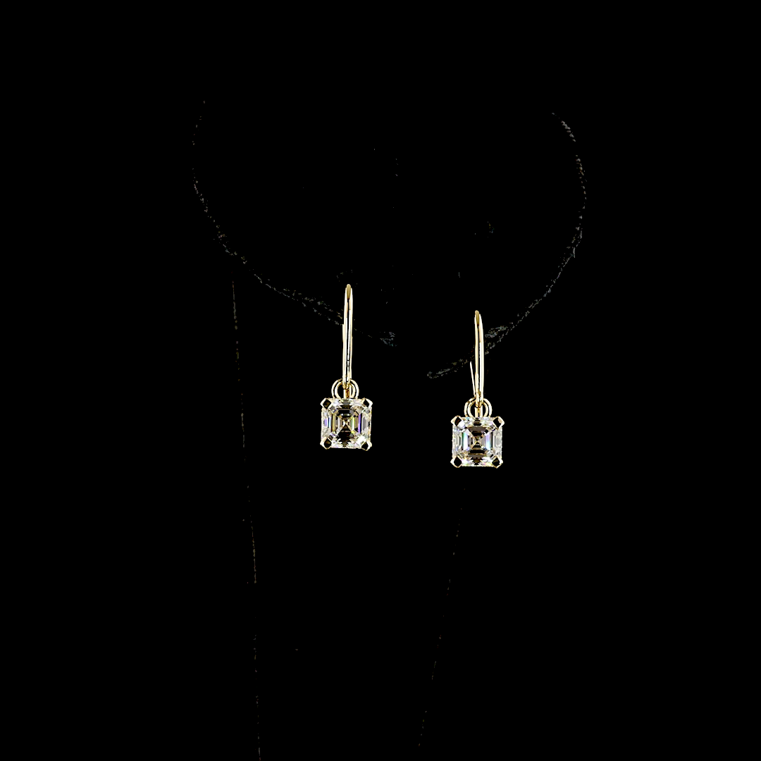2.03 CTTW Asscher Lab Diamond Hanging Earring (E Color and VS1 Clarity)