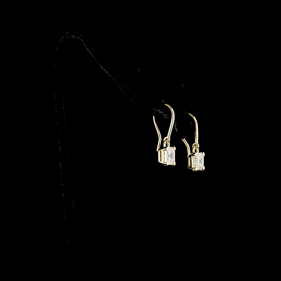 2.03 CTTW Asscher Lab Diamond Hanging Earring (E Color and VS1 Clarity)