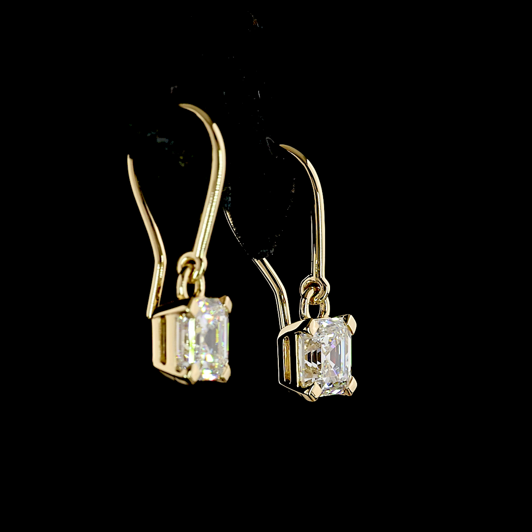 2.03 CTTW Asscher Lab Diamond Hanging Earring (E Color and VS1 Clarity)