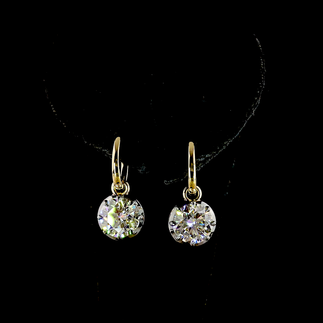 4.04 CTTW Round Lab Grown Diamond Hanging Earring Size 21.45 (F Color and VS1/VVS2 Clarity)