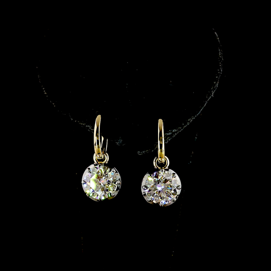 4.01 CTTW Round Lab Diamond Hanging Earring (F/E Color and VS1/VVS2 Clarity)