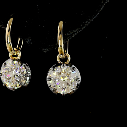 4.04 CTTW Round Lab Grown Diamond Hanging Earring Size 21.45 (F Color and VS1/VVS2 Clarity)