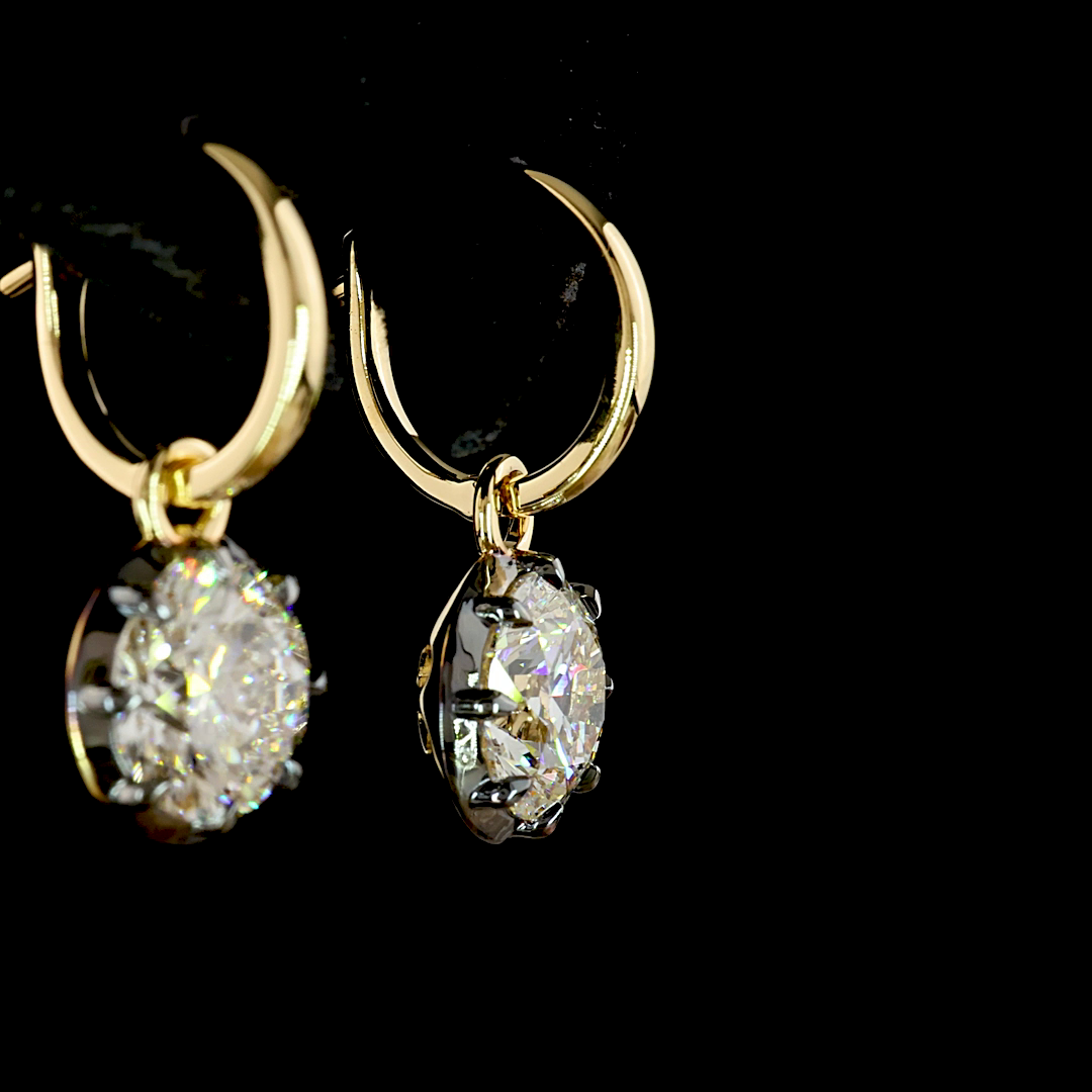 4.04 CTTW Round Lab Grown Diamond Hanging Earring Size 21.45 (F Color and VS1/VVS2 Clarity)