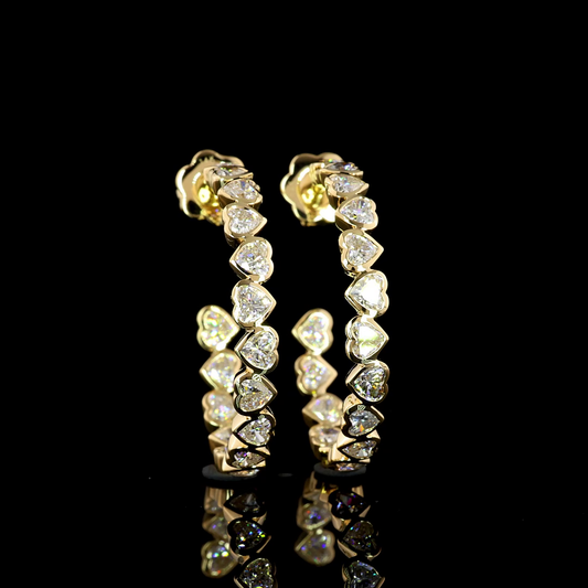 4.28 CTTW Heart Lab Diamond C Hoops Earring Size 28 14k Yellow Gold F Color and VS1 Clarity jewelry-spot-usa