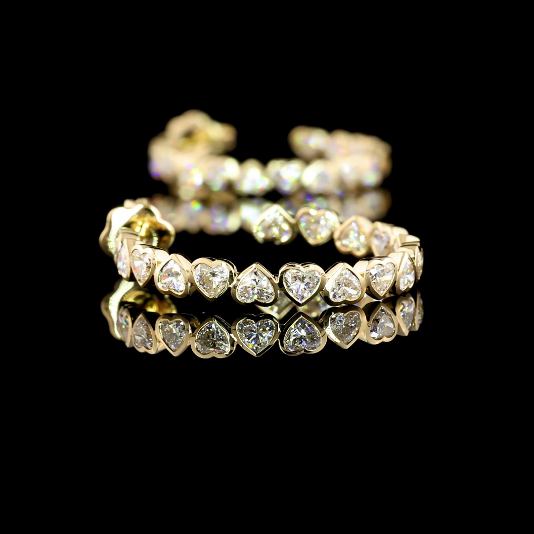 4.28 CTTW Heart Lab Grown Diamond C Hoops Earring Size 28 (F Color and VS1 Clarity)