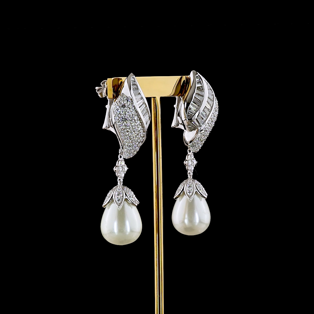46.91 CTTW Round Lab Grown Diamond Hanging Earring Size 51.35 (F Color and VS2 Clarity)