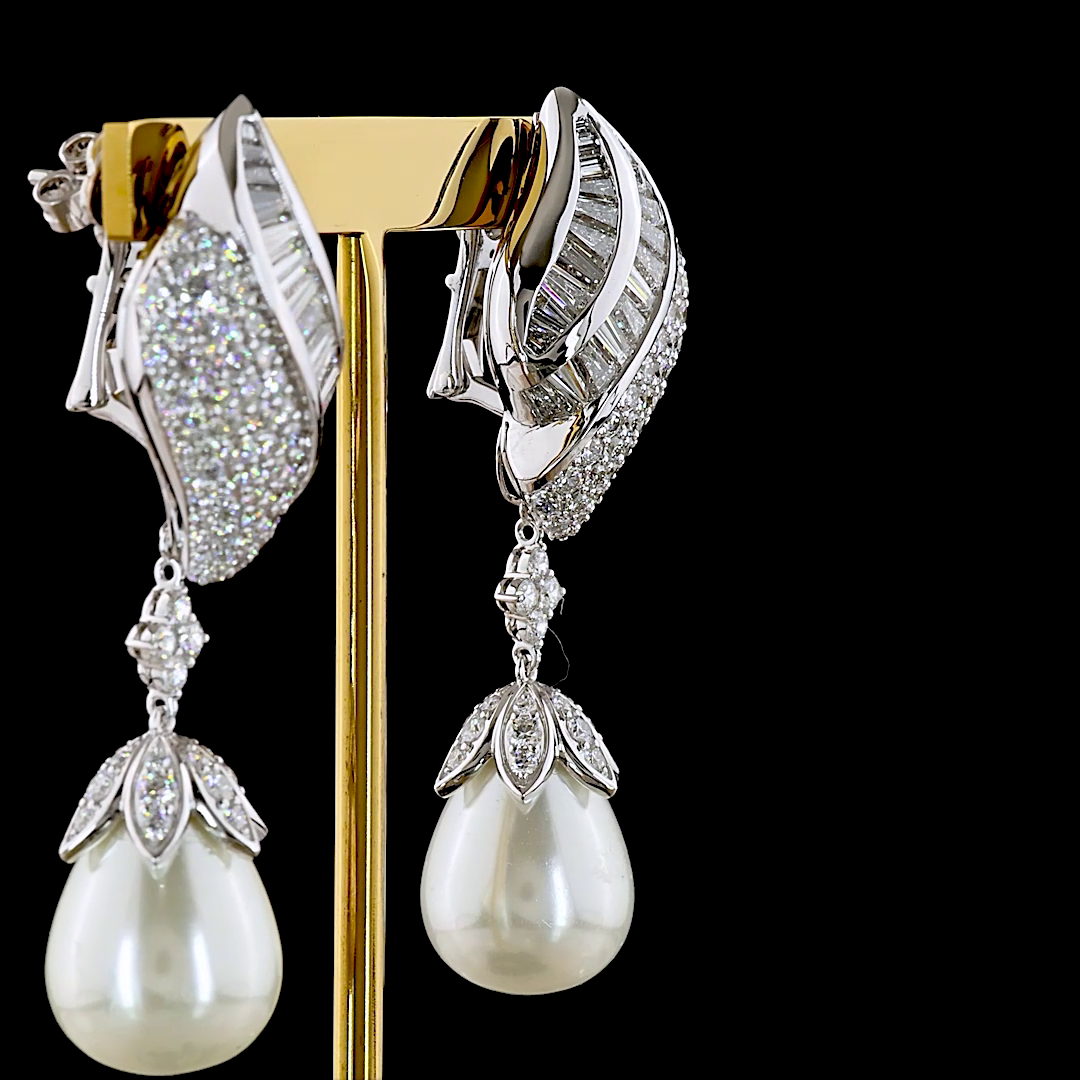 46.91 CTTW Round Lab Grown Diamond Hanging Earring Size 51.35 (F Color and VS2 Clarity)