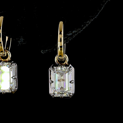 3.01 CTTW Emerald Lab Diamond Hanging Earring (F Color and VS1/VVS2 Clarity)