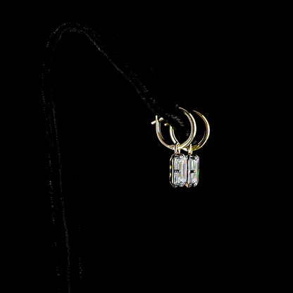 3.01 CTTW Emerald Lab Diamond Hanging Earring (F Color and VS1/VVS2 Clarity)