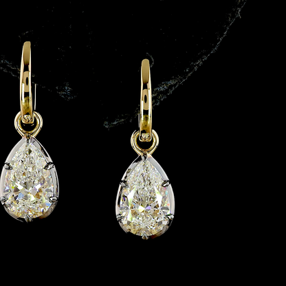 4.00 CTTW Pear Lab Diamond Hanging Earring (F Color and VS1/VVS2 Clarity)
