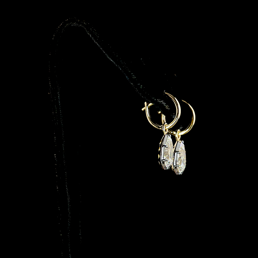 4.00 CTTW Pear Lab Diamond Hanging Earring (F Color and VS1/VVS2 Clarity)