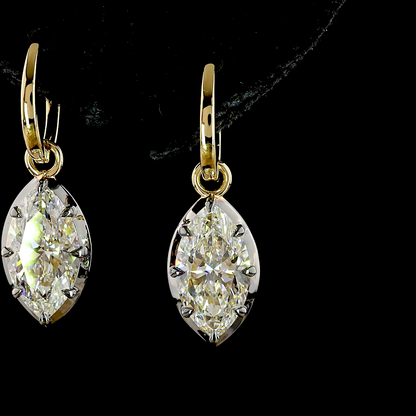 3.01 CTTW Marquise Lab Diamond Hanging Earring (E Color and VS1 Clarity)