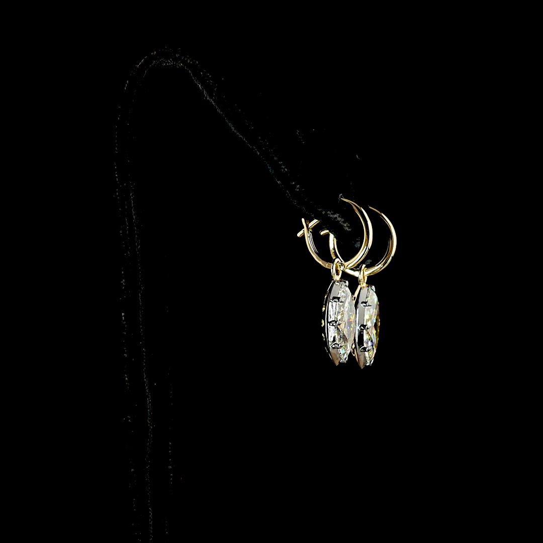 3.01 CTTW Marquise Lab Diamond Hanging Earring (E Color and VS1 Clarity)