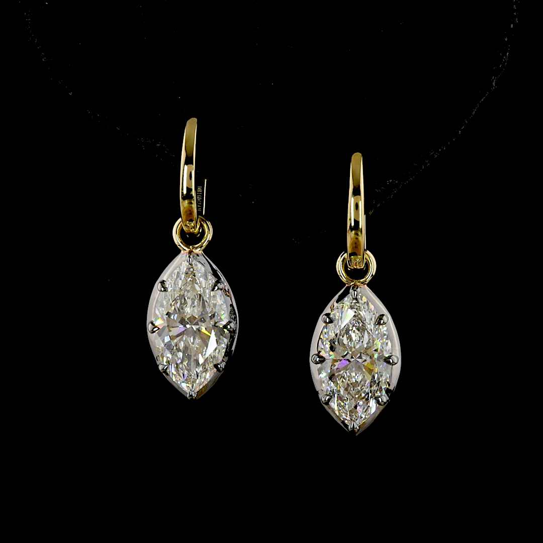 4.04 CTTW Marquise Lab Diamond Hanging Earring (F/E Color and VS1 Clarity)