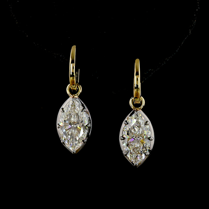 4.04 CTTW Marquise Lab Diamond Hanging Earring (F/E Color and VS1 Clarity)