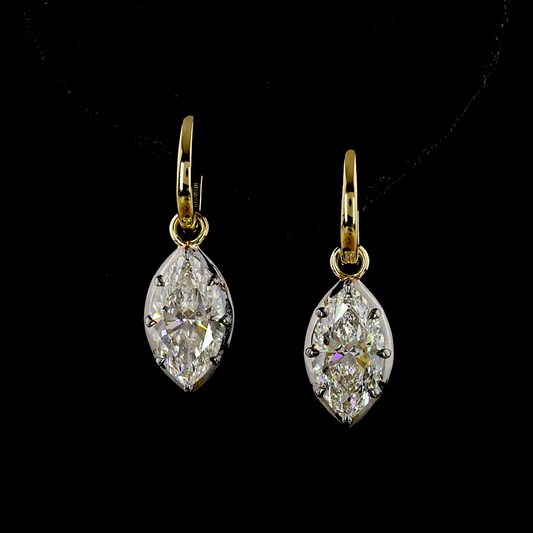 4.04 CTTW Marquise Lab Diamond Hanging Earring (F/E Color and VS1 Clarity)