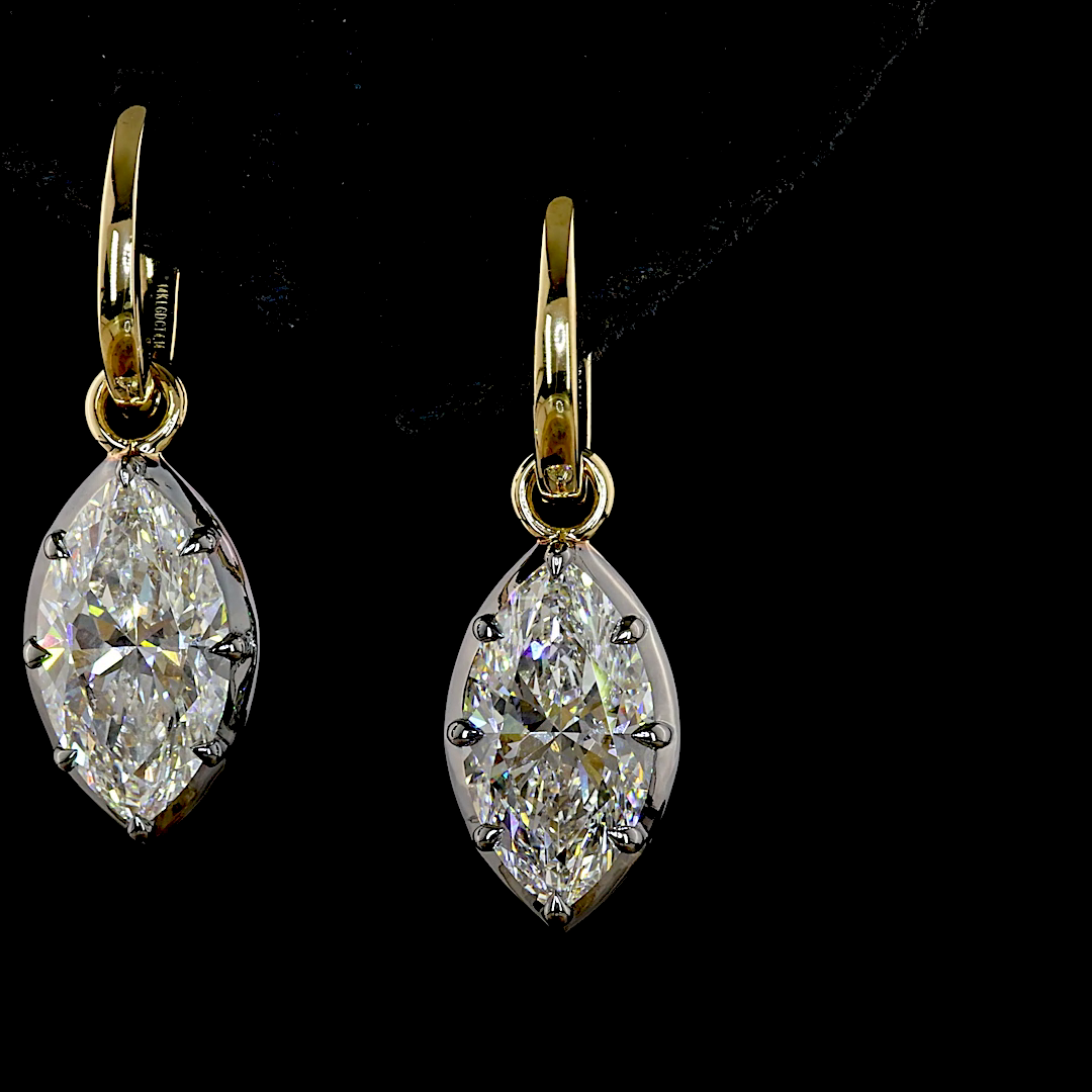 4.04 CTTW Marquise Lab Diamond Hanging Earring (F/E Color and VS1 Clarity)