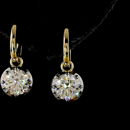 3.09 CTTW Round Lab Diamond Hanging Earring (F Color and VS1 Clarity)