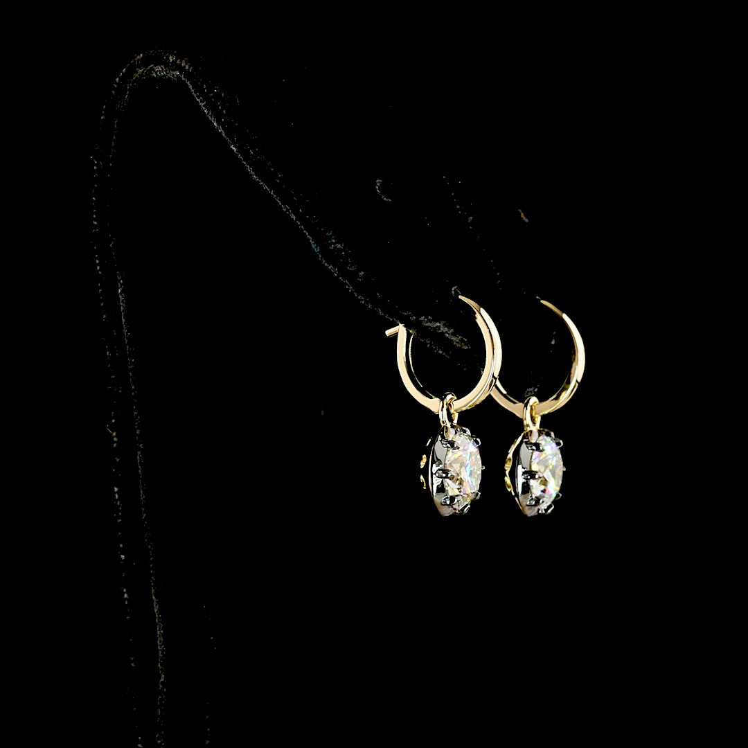 3.09 CTTW Round Lab Diamond Hanging Earring (F Color and VS1 Clarity)