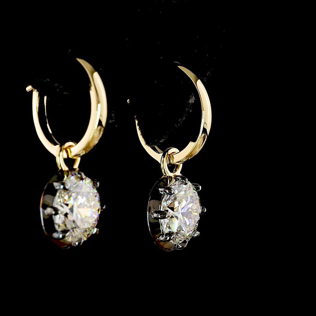 3.09 CTTW Round Lab Diamond Hanging Earring (F Color and VS1 Clarity)