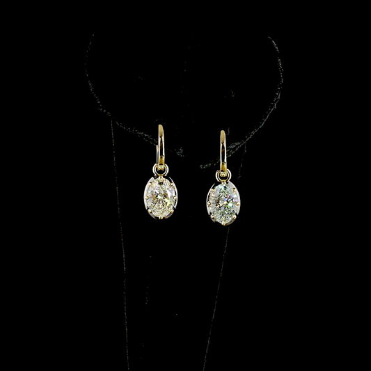 3.09 CTTW Oval Lab Diamond Hanging Earring (F Color and VS1 Clarity)