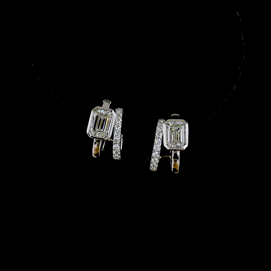 1.30 CTTW Emerald Lab Diamond Huggies Earring (E Color and VS1 Clarity)
