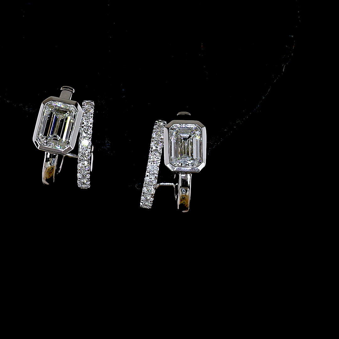 1.30 CTTW Emerald Lab Diamond Huggies Earring (E Color and VS1 Clarity)