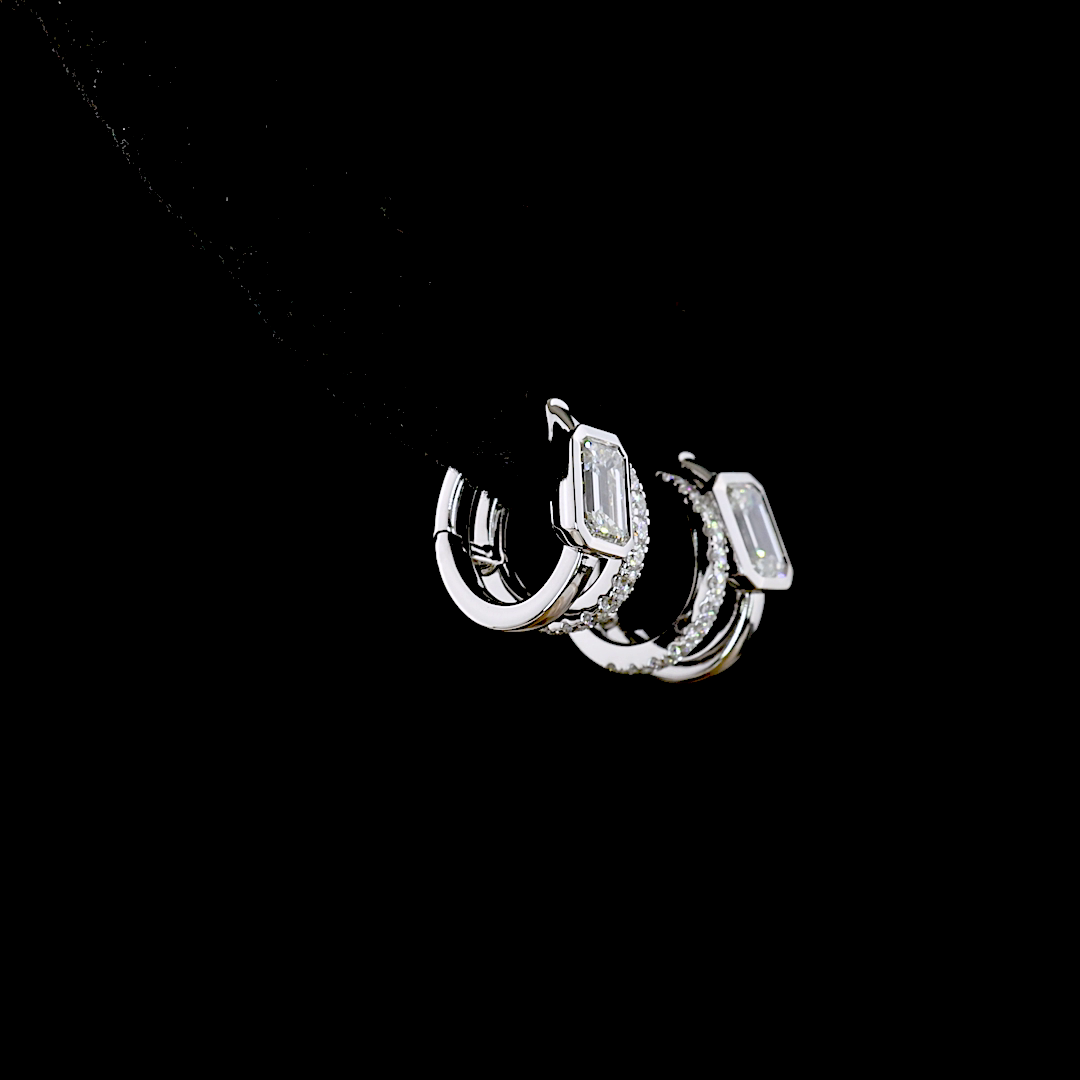 1.30 CTTW Emerald Lab Diamond Huggies Earring (E Color and VS1 Clarity)