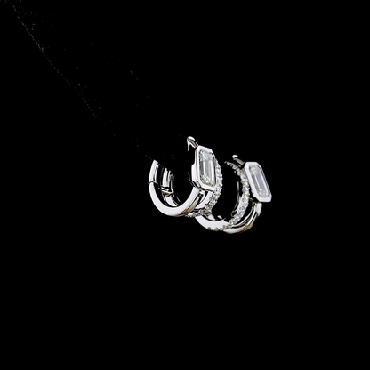 1.30 CTTW Emerald Lab Diamond Huggies Earring (E Color and VS1 Clarity)