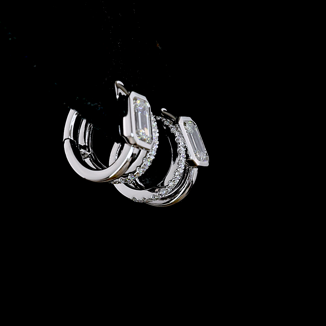 1.30 CTTW Emerald Lab Diamond Huggies Earring (E Color and VS1 Clarity)
