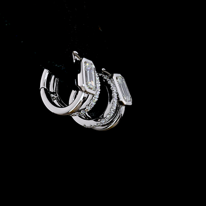 1.30 CTTW Emerald Lab Diamond Huggies Earring (E Color and VS1 Clarity)
