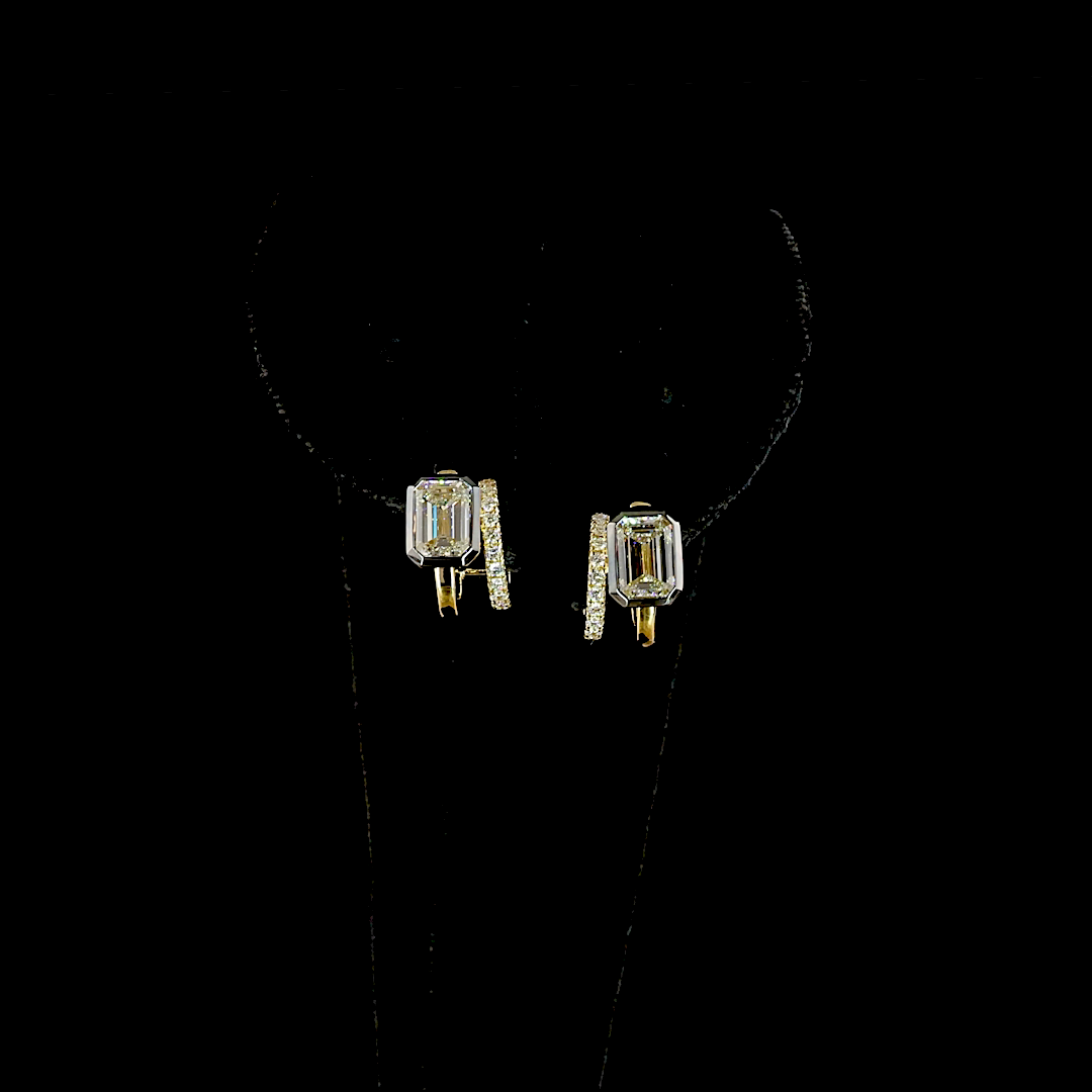2.28 CTTW Emerald Lab Diamond Huggies Earring (F Color and VS1 Clarity)