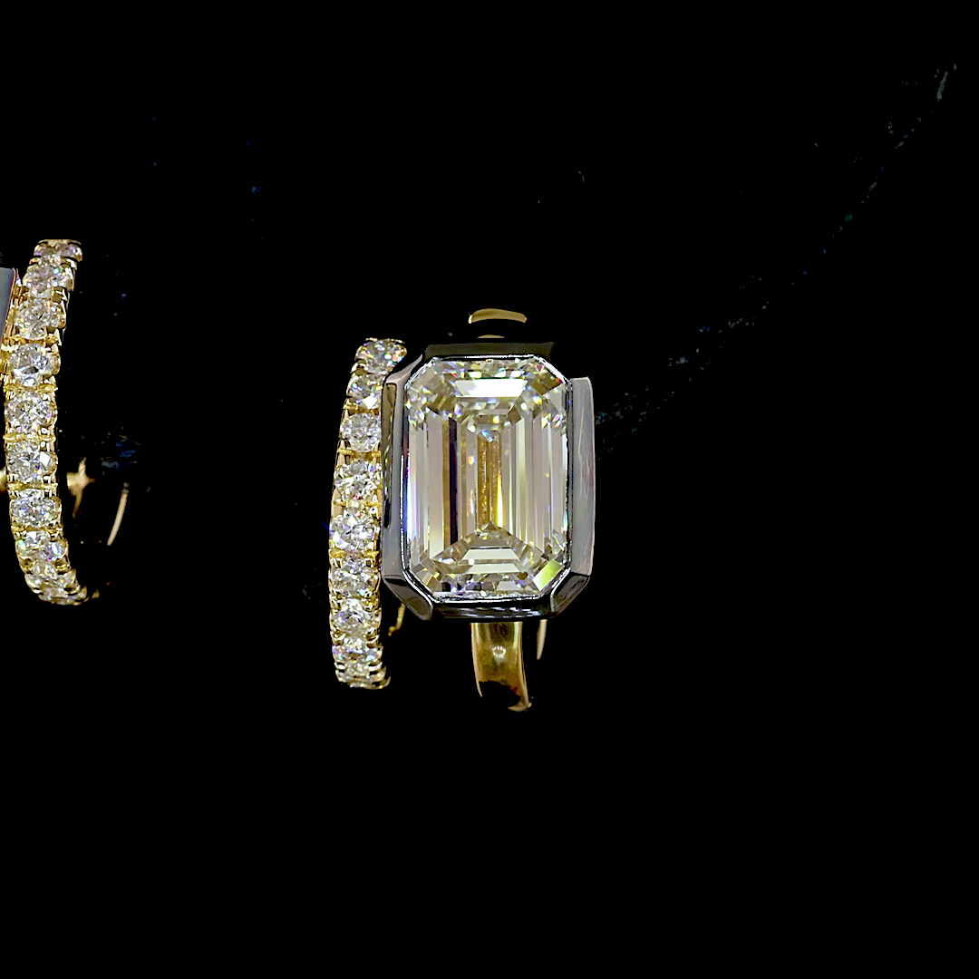 2.28 CTTW Emerald Lab Diamond Huggies Earring (F Color and VS1 Clarity)