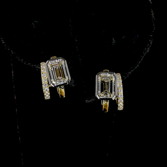 2.25 CTTW Emerald Lab Diamond Huggies Earring (E Color and VS1 Clarity)