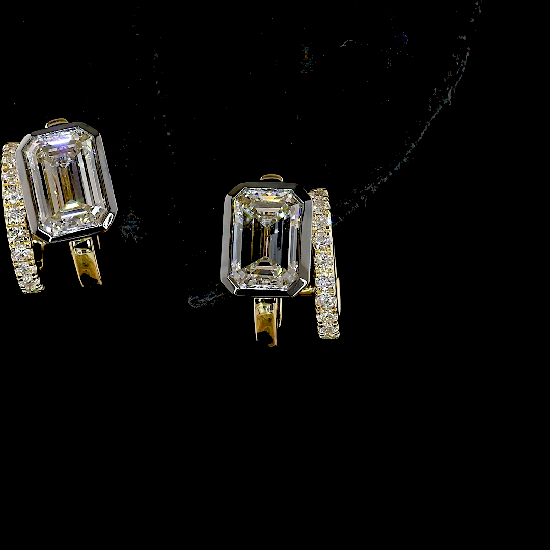 2.25 CTTW Emerald Lab Diamond Huggies Earring (E Color and VS1 Clarity)
