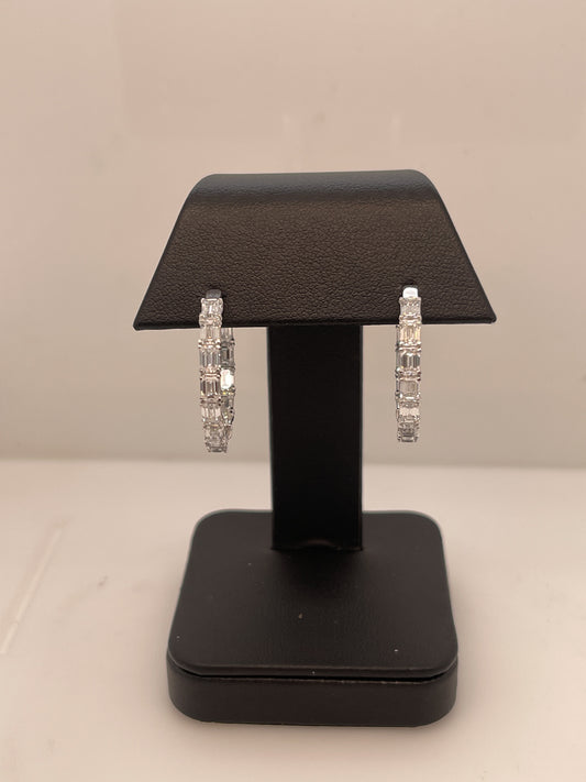 21.72 CTTW Emerald Lab Grown Diamond Hoops Earring (F Color and VS2 Clarity)