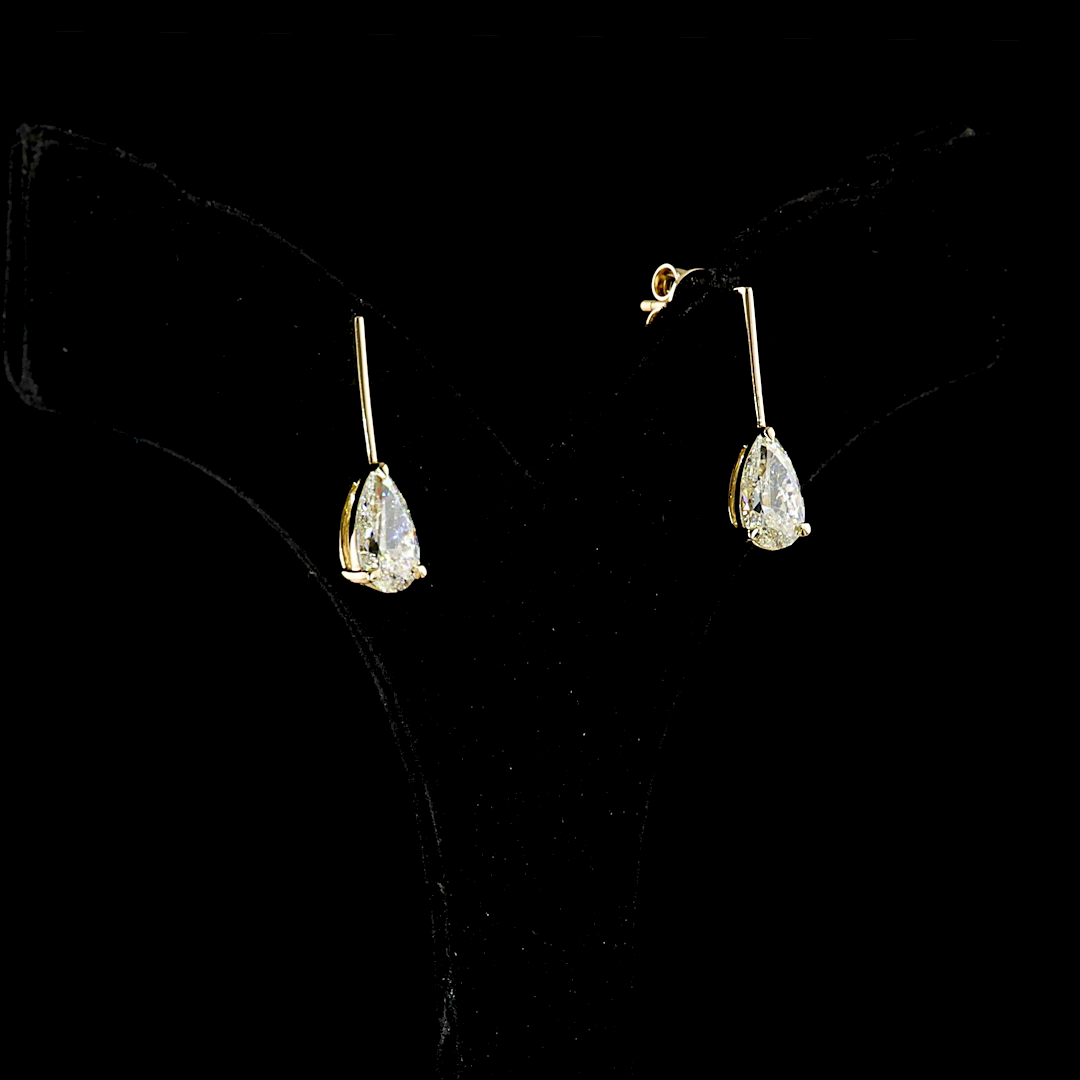 2.01 CTTW Pear Lab Diamond Hanging Earring (E/F Color and VS1 Clarity)