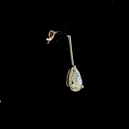 2.01 CTTW Pear Lab Diamond Hanging Earring (E/F Color and VS1 Clarity)