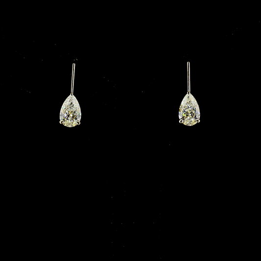 4.04 CTTW Pear Lab Diamond Hanging Earring (F Color and VS1 Clarity)