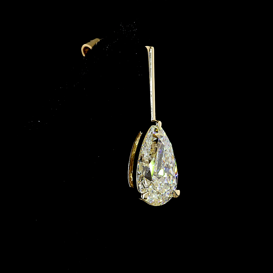 4.04 CTTW Pear Lab Diamond Hanging Earring (F Color and VS1 Clarity)