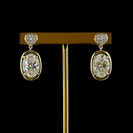 7.59 CTTW Oval Lab Diamond Hanging Earring (F Color and VS1 Clarity)