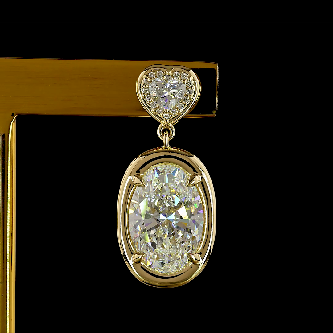 7.55 CTTW Oval Lab Diamond Hanging Earring (F Color and VS1 Clarity)