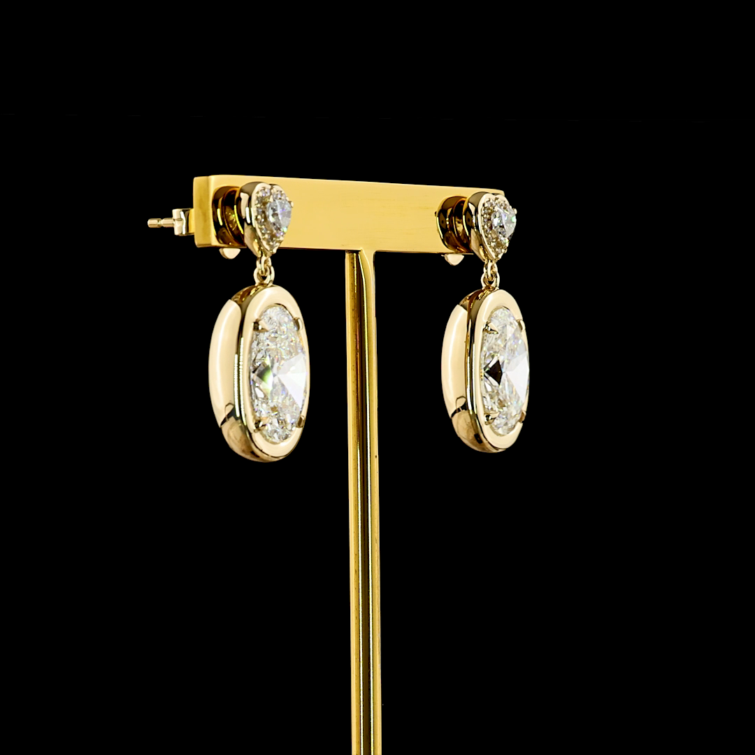 7.55 CTTW Oval Lab Diamond Hanging Earring (F Color and VS1 Clarity)